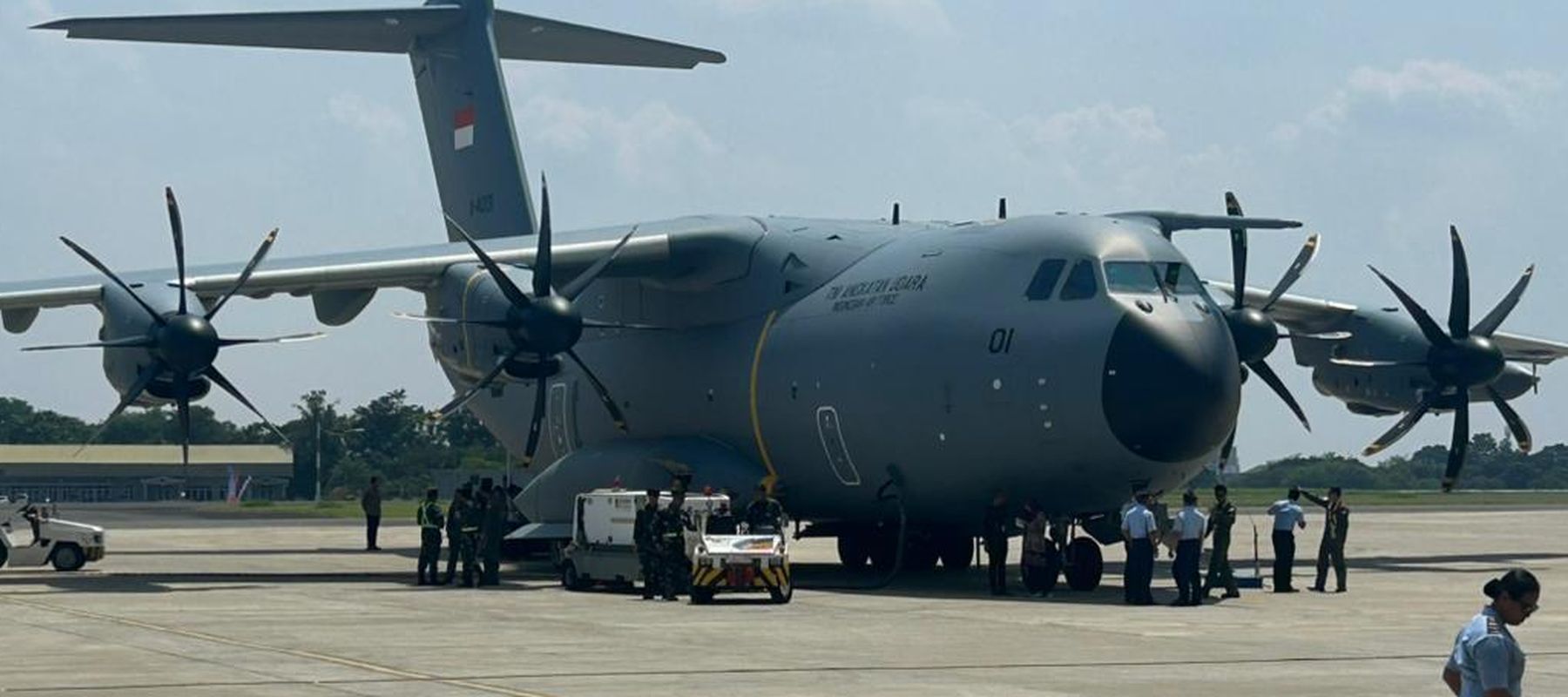 Pesawat Airbus A400 M milik TNI Angkatan Udara tiba di Halim