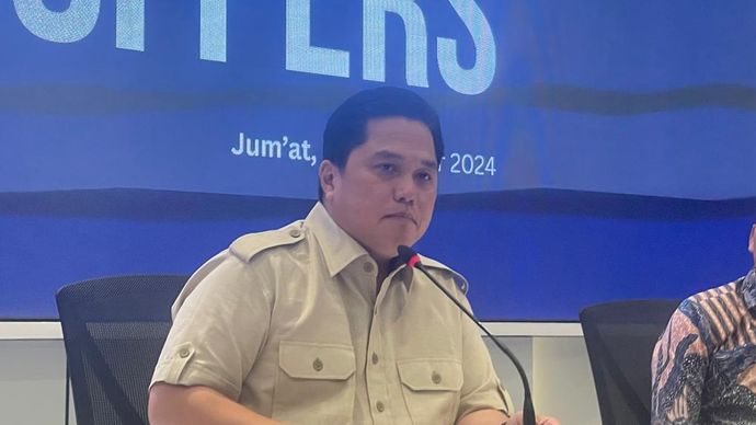 Menteri Badan Usaha Milik Negara (BUMN) Erick Thohir atur stategi behani Indofarma (Ntvnews.id-Muslimin Trisyuliono).