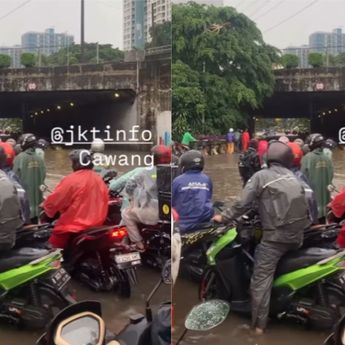 Cawang Arah Cililitan Banjir, Lalu Lintas Lumpuh Total