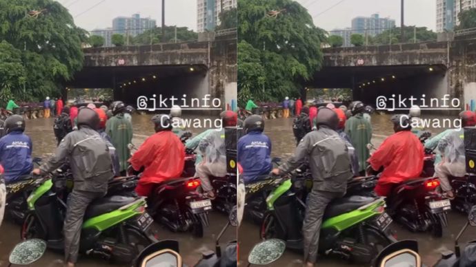 Viral Banjir Menimpa Jalan Cawang Arah Cililitan, Lalu Lintas Lumpuh Total