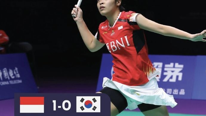 Gregoria Mariska Tunjung sempat membawa Indonesia unggul atas Korea Selatan di babak semifinal Piala <b>(PBSI)</b>