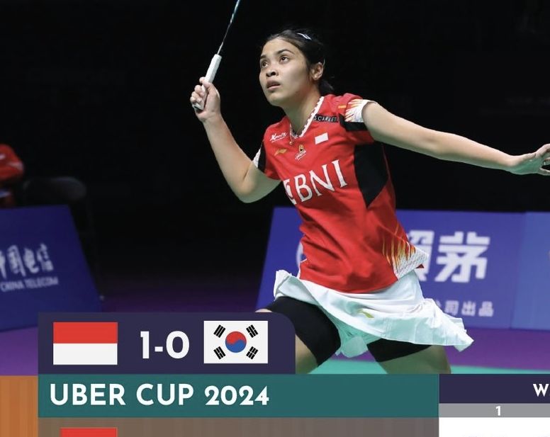 Gregoria Mariska Tunjung sempat membawa Indonesia unggul atas Korea Selatan di babak semifinal Piala <b>(PBSI)</b>