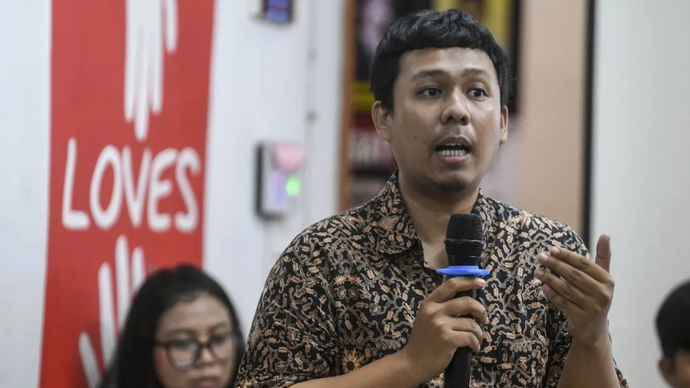Koordinator Kontras Dimas Bagus Arya. ANTARA FOTO/Hafidz Mubarak A/nz.
