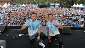 Menteri Koordinator Bidang Infrastruktur dan Pembangunan Kewilayahan, Agus Harimurti Yudhoyono (AHY), meramaikan gelaran lari bersama bertajuk Taruna NusantaRun di Kota Magelang, pada Sabtu, 13 Juli 2025.