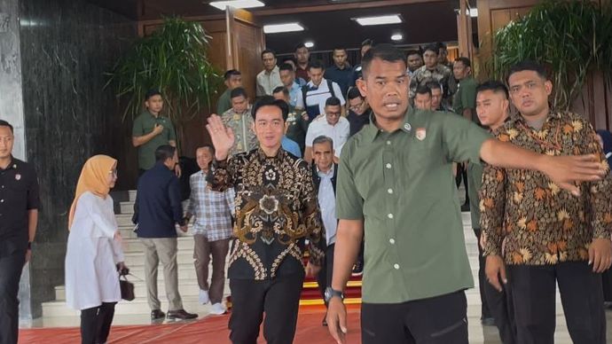 Gibran Rakabuming Raka turut menghadiri gladi bersih pelantikan Presiden-Wakil Presiden Indonesia (Ntvnews.id-Muslimin Trisyuliono).