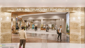 PT MRT Jakarta melakukan revitalisasi kawasan Stasiun Bundaran HI Bank Jakarta dengan mengembangkan area baru berbentuk ruang multifungsi atau extended concourse.