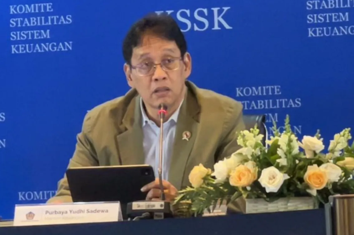 Menteri Keuangan Purbaya Yudhi Sadewa dalam konferensi pers Komite Stabilitas Sistem Keuangan (KSSK) di Jakarta, Kamis (7/5/2026). (ANTARA/Putu Indah Savitri)