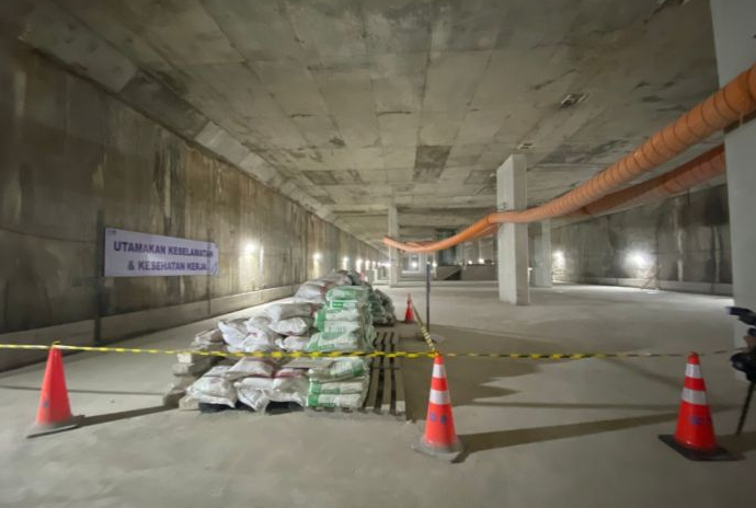 Pembangunan ruang multifungsi (extended concourse) di Stasiun Bundaran HI Bank Jakarta yang direncanakan diresmikan pada 2027, Jakarta, Rabu (3/6/2026). ANTARA/Luthfia Miranda Putri. <b>(Antara)</b>