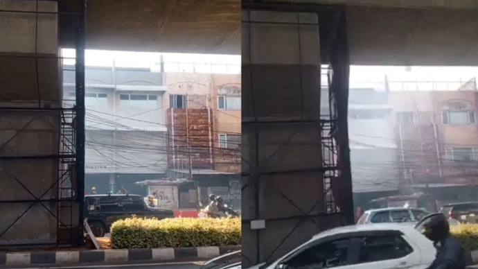 Viral di media sosial X sebuah video yang menunjukkan gas akibat ledakan galian di kawasan Fatmawati Raya, Jakarta, Senin (8/6/2026). ANTARA/HO-x/@myworldispale.
