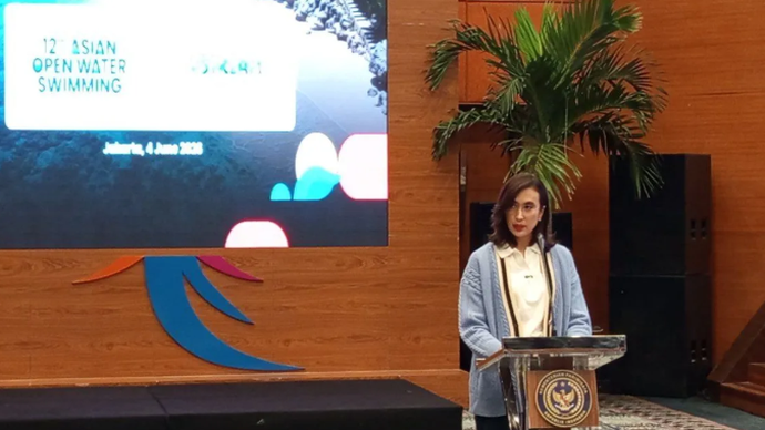 Menteri Pariwisata Widiyanti Putri Wardhana berbicara pada konferensi pers 12th Asian Open Water Swimming (OWS) Championship 2026 dan A.Stream OWS Series Bali 2026, di Kantor Kemenpar, Jakarta, Kamis (4/6/2026). ANTARA/Donny Aditra