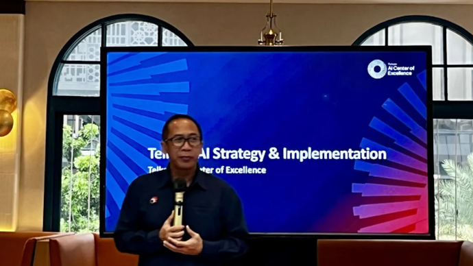 Executive General Manager Digital Product Telkom Indonesia Komang Budi Aryasa dalam temu media di Jakarta, Senin (2/3/2026). (ANTARA/Arnidhya Nur Zhafira)