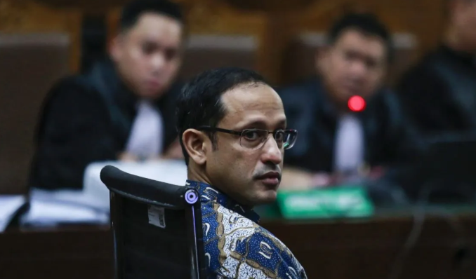 Terdakwa kasus dugaan korupsi pengadaan Chromebook dalam program digitalisasi pendidikan di Kemendikbudristek Nadiem Makarim menjalani sidang lanjutan di Pengadilan Tipikor, Jakarta, Senin (11/5/2026). Sidang tersebut beragendakan pemeriksaan terdakw <b>(Antara)</b>