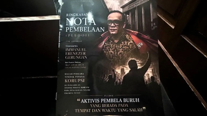 Dokumen pleidoi alias nota pembelaan Wakil Menteri Ketenagakerjaan periode 2024&ndash;2025 Immanuel 