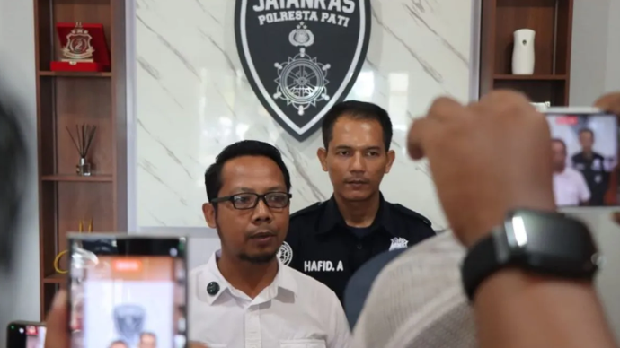 Wakasat Reskrim Polresta Pati AKP Iswantoro didampingi Kasi Humas Polresta Pati Hafid Amin, Rabu (5/5/2026). ANTARA/HO-Polresta Pati