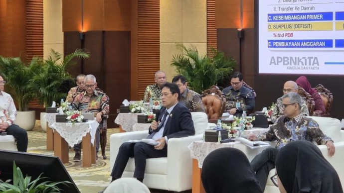 Menteri Keuangan Purbaya Yudhi Sadewa dalam konferensi pers APBN KiTa Edisi Juni 2026 di Jakarta, Jumat (5/6/2026) ANTARA/Bayu Saputra.
