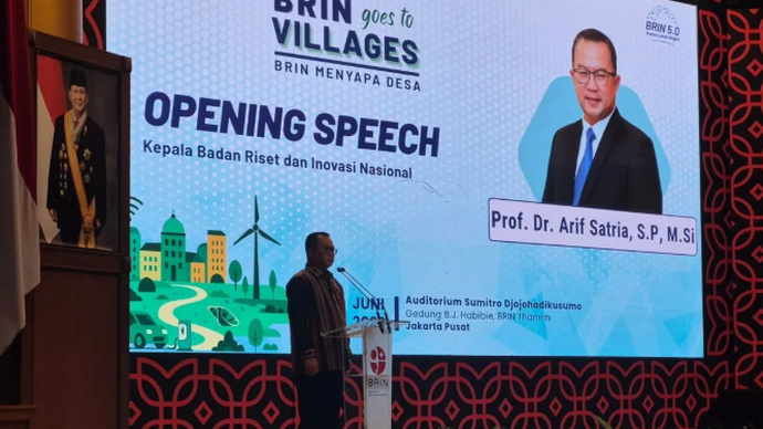 Kepala Badan Riset dan Inovasi Nasional (BRIN) Arif Satria membuka kegiatan BRIN Goes to Villages di Jakarta, Kamis (4/6/2026). ANTARA/Sean Filo Muhamad