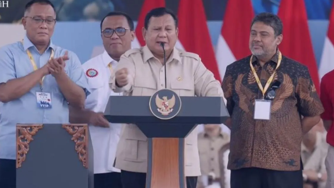 Tangkapan layar - Presiden Prabowo Subianto berpidato pada puncak Peringatan Hari Buruh Internasional 2026 atau May Day di kawasan Monumen Nasional, Jakarta Pusat, Jumat (1/5/2026). (ANTARA/Youtube Sekretariat Presiden)