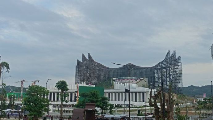 Suasana menjelang upacara peringatan detik-detik proklamasi di Istana Kepresidenan IKN, Kalimantan Timur, Sabtu (17/8/2024).