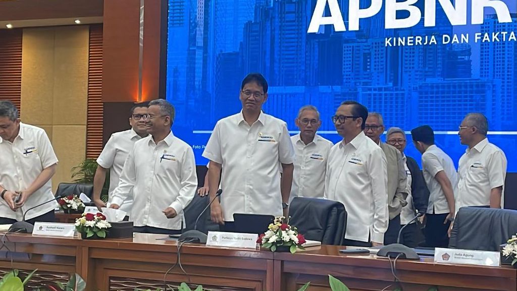 Menkeu Purbaya Yudhi Sadewa dalam konferensi pers APBN Kita <b>(Ntvnews.id-Muslimin Trisyuliono)</b>