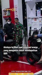 Bali Langka BBM, Anggota TNI Turun Langsung Bantu Pengisian Bensin di SPBU