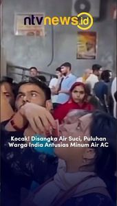 Kocak! Disangka Air Suci Puluhan Warga India Antusias Minum Air AC