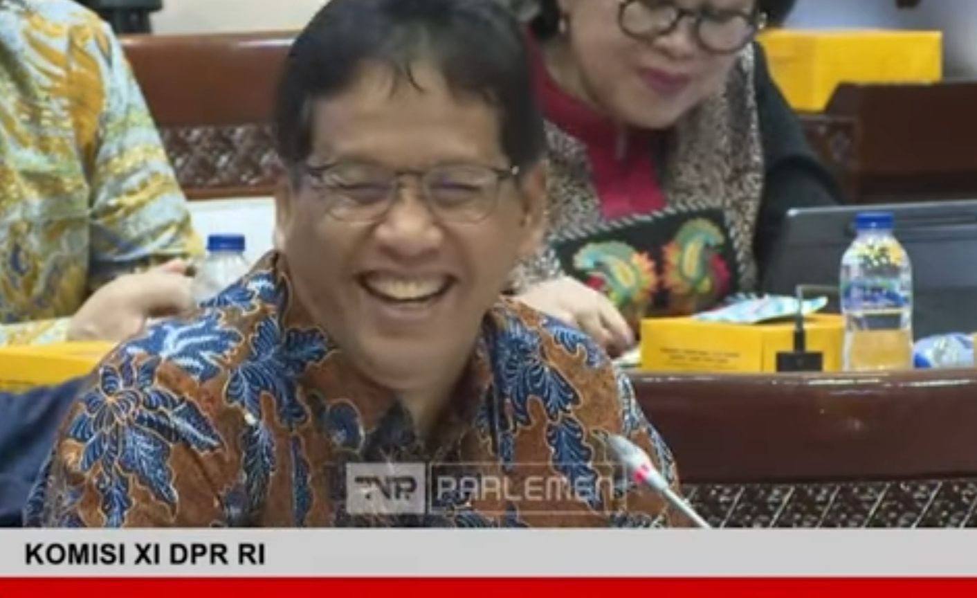 Menteri Keuangan (Menkeu) Purbaya Yudhi Sadewa saat rapat dengan DPR RI.  <b>(YouTube TVR Parlemen)</b>