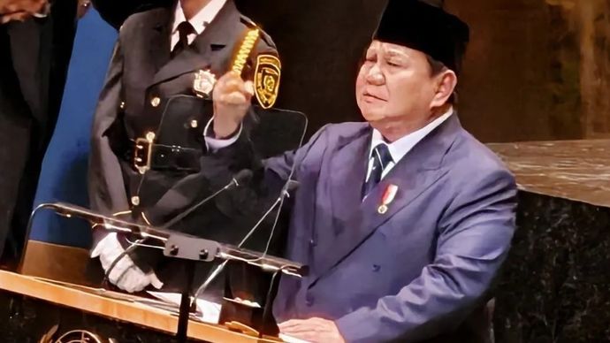 Arsip - Presiden RI Prabowo Subianto saat menyampaikan pidato dalam Sidang Majelis Umum ke-80 PBB di New York, Amerika Serikat