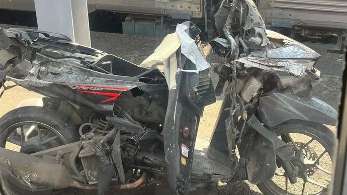 Kondisi motor usai terseret KRL