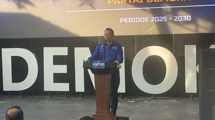 Ketua Umum Partai Demokrat Agus Harimurti Yudhoyono (AHY) mengumumkan susunan kepengurusan Dewan Pimpinan Pusat (DPP) Demokrat periode 2025-2030, Minggu 23 Maret 2025 sore.