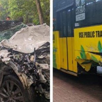 Geger Mobil Tabrak Bis Kuning UI hingga Ringsek Parah