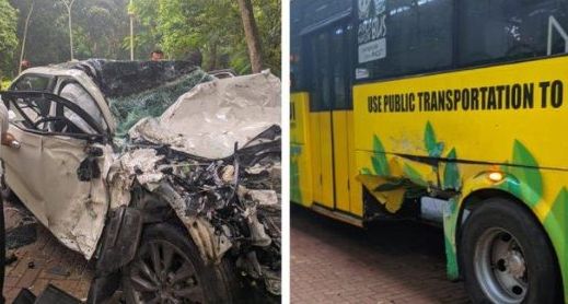 Kecelakaan Mobil Tabrak Bis Kuning UI <b>(Tangkapan Layar)</b>