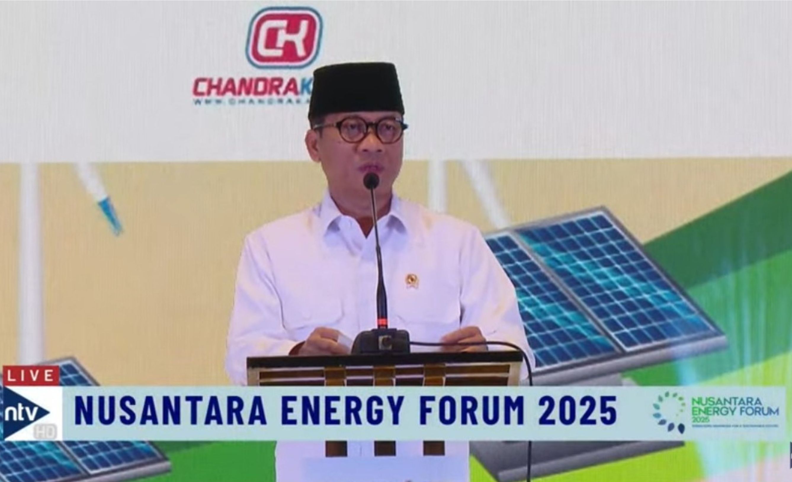 Menteri Desa dan Pembangunan Daerah Tertinggal Yandri Susanto di acara Nusantara Energy Forum 2025 di Ballrom NT Tower, Jakarta Timur, Rabu, 20 Agustus 2025. <b>(Nusantara TV)</b>