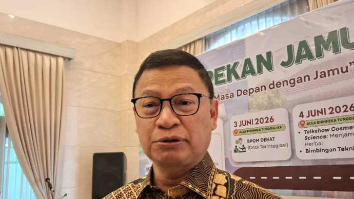 Kepala BPOM Taruna Ikrar ditemui usai Kick Off Pekan Jamu 2026 di Kantor BPOM, Jakarta, Selasa (2/6/2026). ANTARA/Lintang Budiyanti Prameswari.