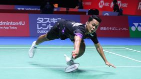 Langkah Anthony Sinisuka Ginting terhenti di babak awal Japan Open 2024. 