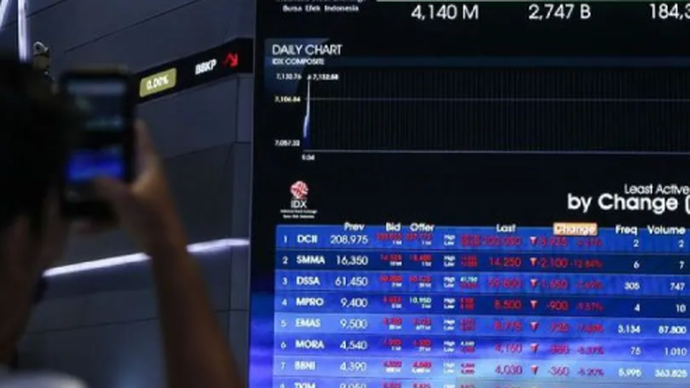 Pengunjung memotret layar yang menampilkan pergerakan Indeks Harga Saham Gabungan (IHSG) di Bursa Efek Indonesia, Jakarta, Rabu (25/3/2026). ANTARA FOTO/Asprilla Dwi Adha/tom/pri.