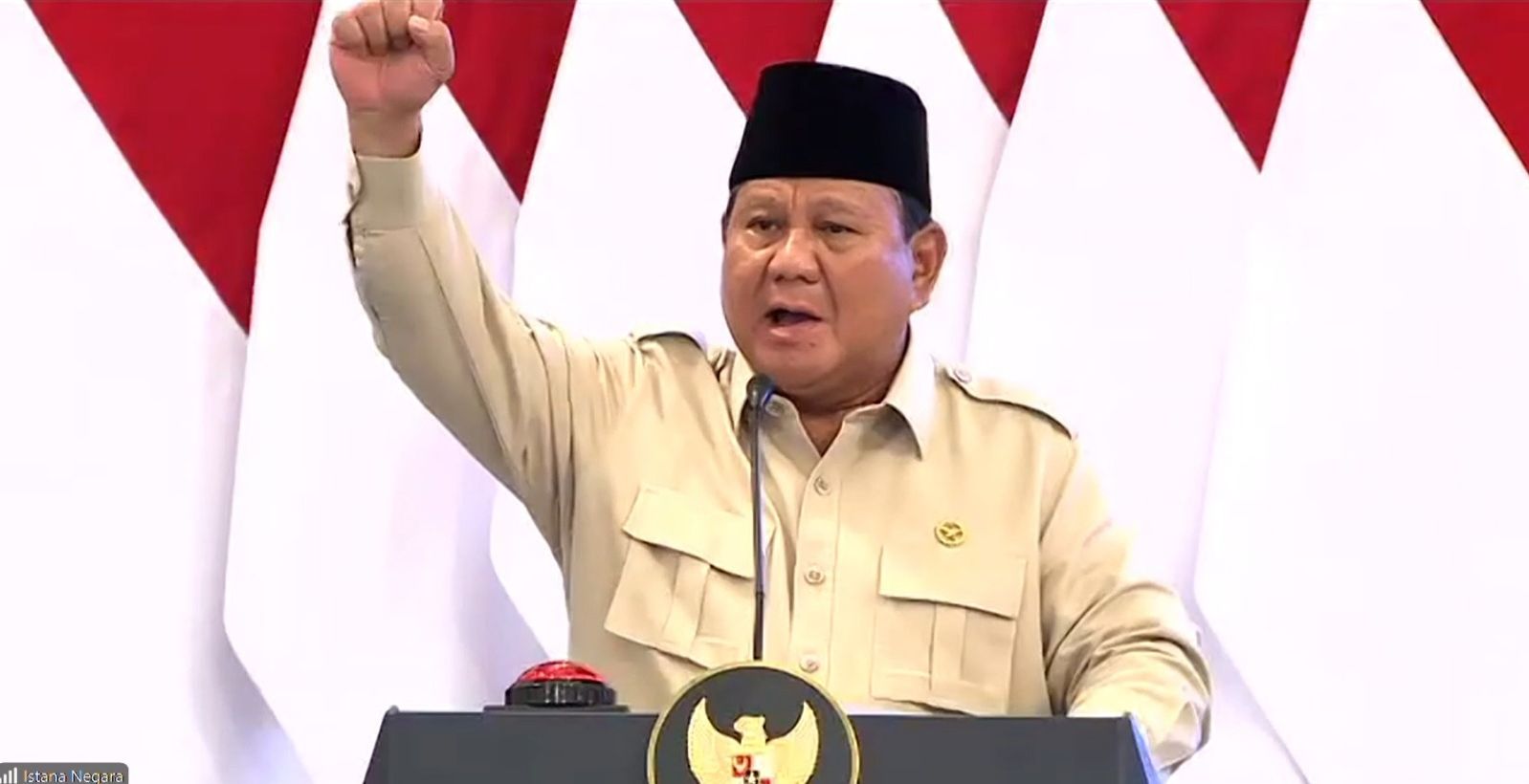 Presiden Prabowo Subianto secara resmi meluncurkan logo dan tema Hari Ulang Tahun (HUT) ke-80 Kemerdekaan Republik Indonesia, bertempat di Istana Negara, Jakarta. <b>(Istimewa)</b>