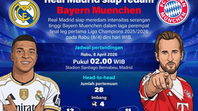 Real Madrid bersiap menghadapi tantangan besar saat menjamu Bayern Muenchen dalam laga perempat final leg pertama Liga Champions 2025/2026.
