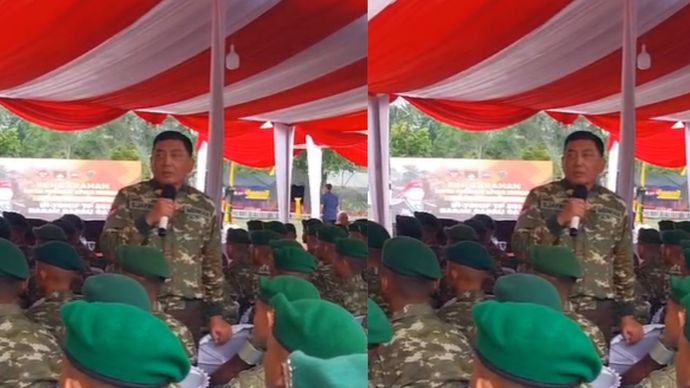 Menhan Sjafrie Sjamsoeddin mengunjungi Markas Batalyon Infanteri Teritorial Pembangunan (Yonif TP) 851 Barau Barau Cakti