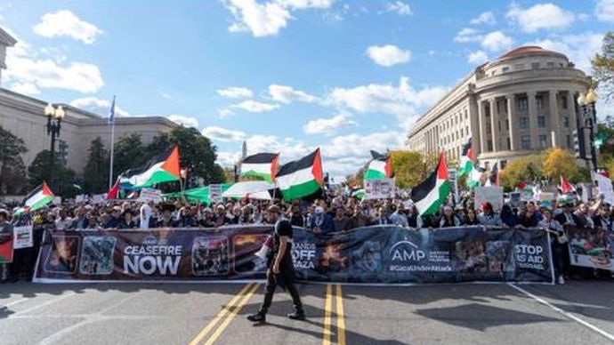 Demo Bela Palestina di Amerika Serikat