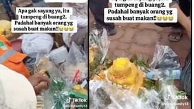 Ribuan tumpeng yang masih layak dimakan justru dibuang ke tong sampah 