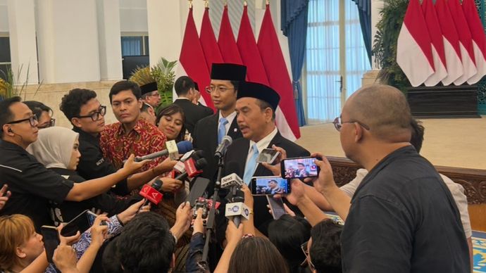 Kepala Badan Komunikasi Pemerintah (Bakom) Syahganda Nainggolan dan Wakil Kepala Bakom Fadli Tri Hartono