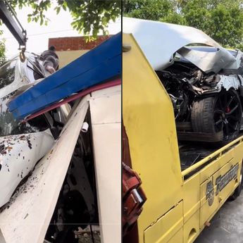 Viral Mobil Porsche Putih Rusak Parah Usai Tabrak Kantor Polisi di Medan