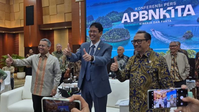 Menkeu Purbaya Yudhi Sadewa dalam konferensi pers APBN Kita