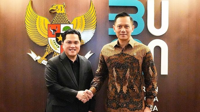 Menteri Badan Usaha Milik Negara (BUMN) Bertemu dengan Menteri Koordinator Infrastruktur dan Pembangunan Kewilayahan, Agus Harimurti Yudhoyono (AHY).