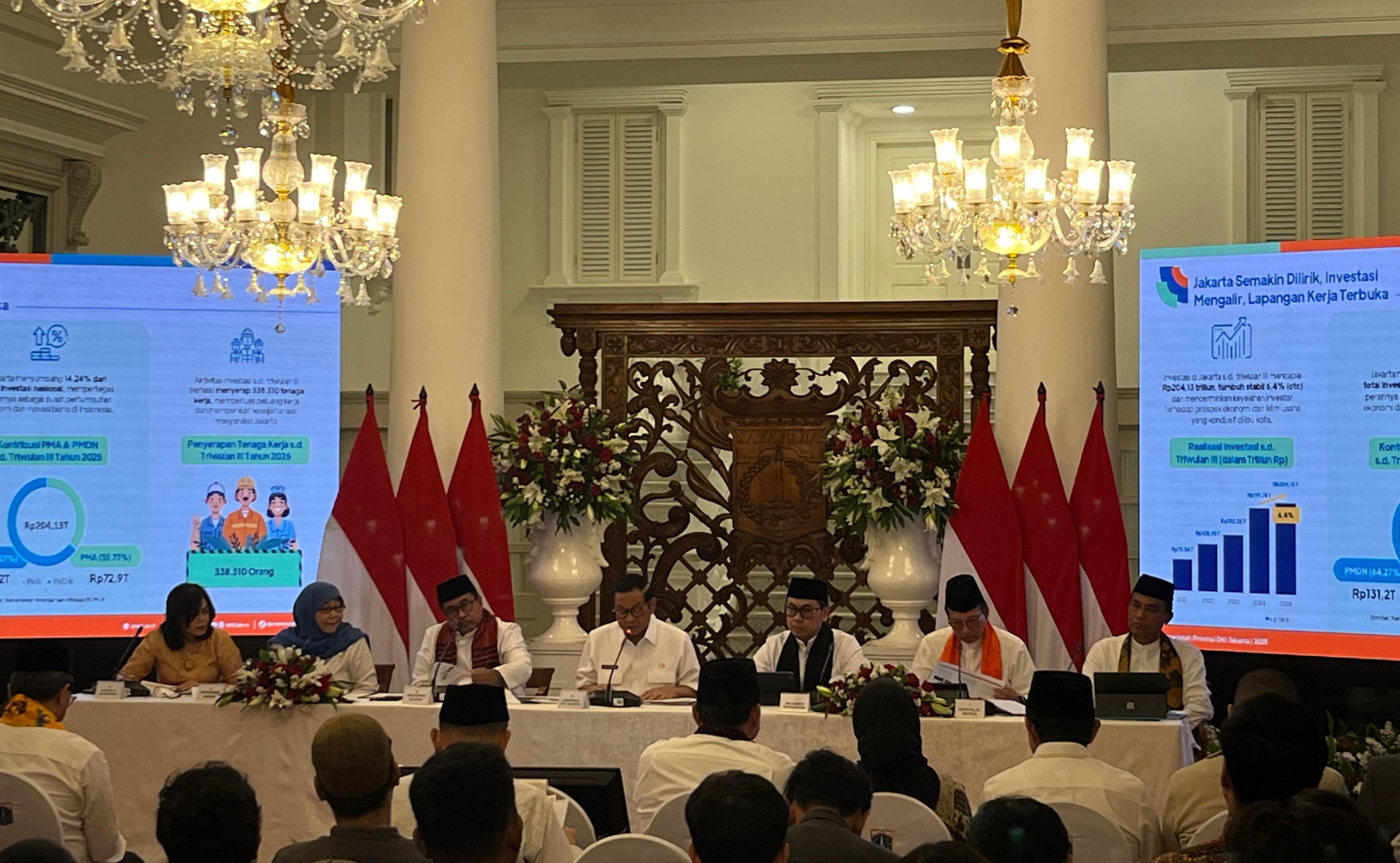 Pramono Anung di konferensi pers APBD DKI Jakarta <b>(NTVNews.id/ Adiansyah)</b>