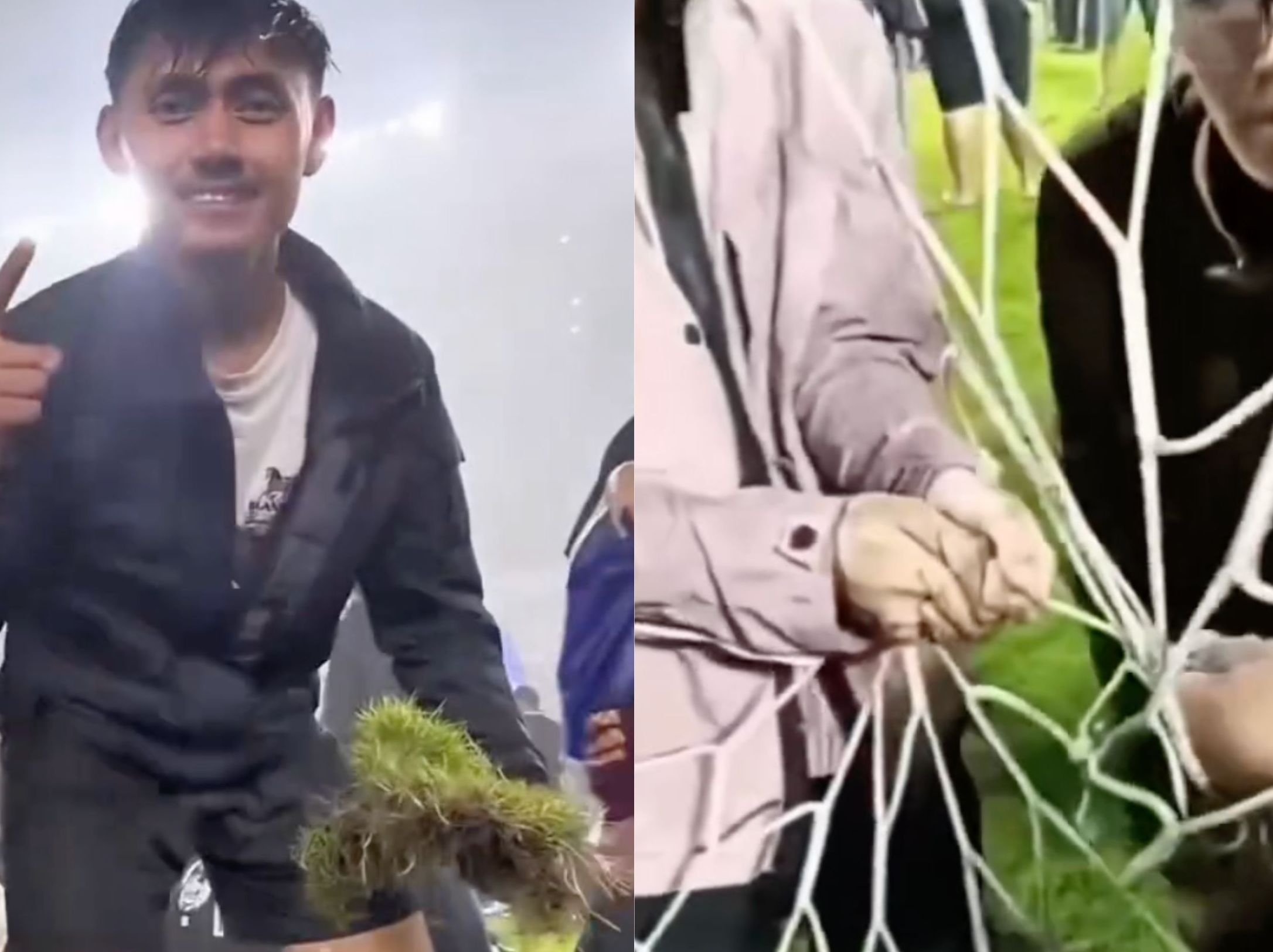 Bobotoh rusak rumput dan jating gawang GBLA <b>(Instagram @dedimulyadi71)</b>