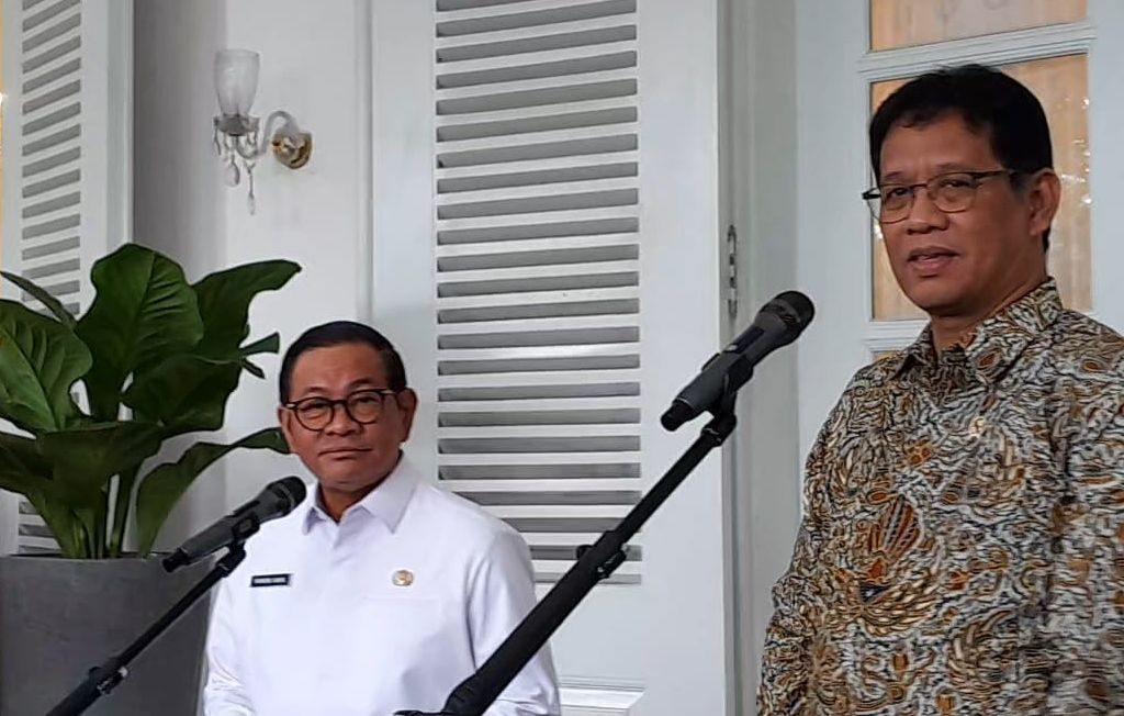 Pramono Anung dan Purbaya <b>(NTVNews.id/ Adiansyah)</b>