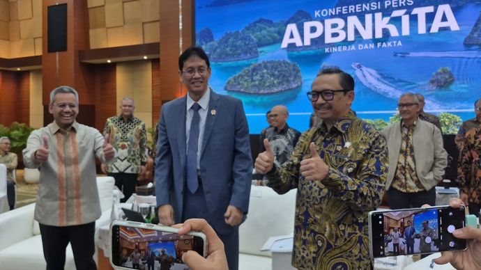 Menkeu Purbaya Yudhi Sadewa dalam konferensi pers APBN Kita