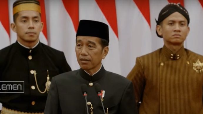 Presiden Jokowi menyampaikan Pidaato Kenegaraan di Gedung DPR/MPR, Jumat, 16 Agustus 2024. 