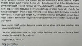 Mantan Rektor UGM Minta Maaf dan Tarik Ucapan soal Ijazah Jokowi